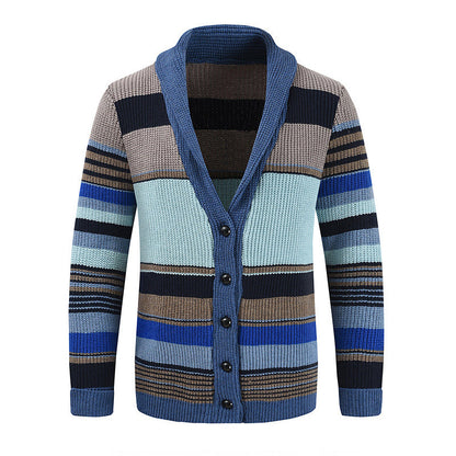 Men’s Colorblock Lapel Sweater Jacket – Classic Style, Modern Comfort