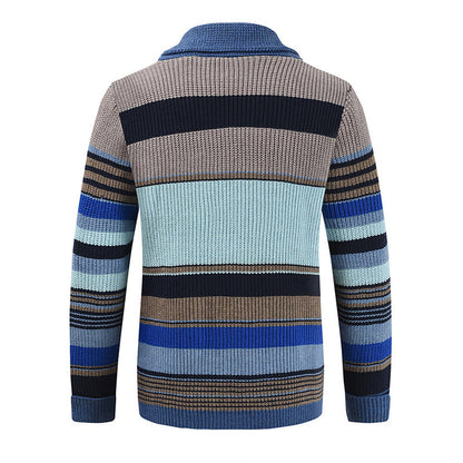 Men’s Colorblock Lapel Sweater Jacket – Classic Style, Modern Comfort