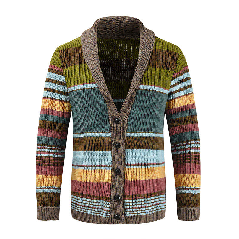 Men’s Colorblock Lapel Sweater Jacket – Classic Style, Modern Comfort