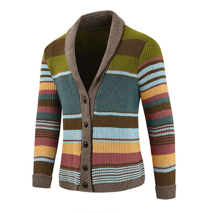 Men’s Colorblock Lapel Sweater Jacket – Classic Style, Modern Comfort