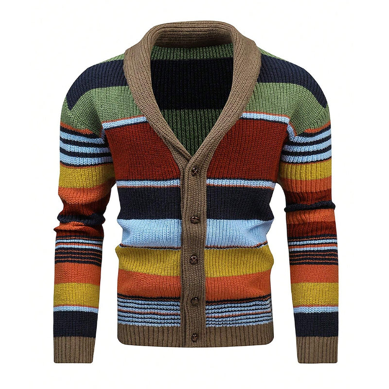 Men’s Colorblock Lapel Sweater Jacket – Classic Style, Modern Comfort