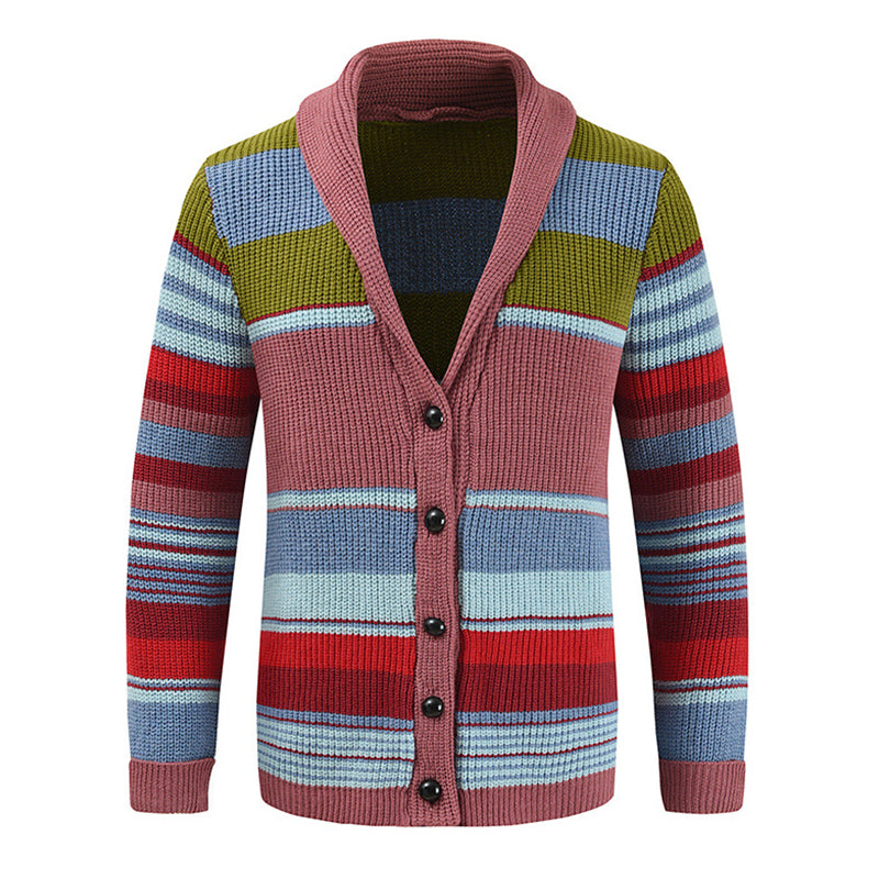 Men’s Colorblock Lapel Sweater Jacket – Classic Style, Modern Comfort