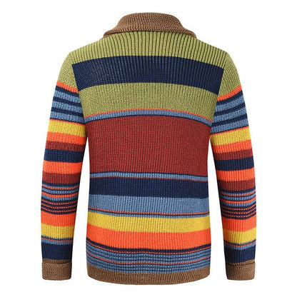 Men’s Colorblock Lapel Sweater Jacket – Classic Style, Modern Comfort