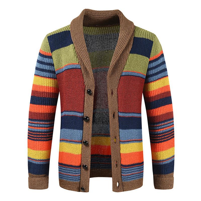 Men’s Colorblock Lapel Sweater Jacket – Classic Style, Modern Comfort